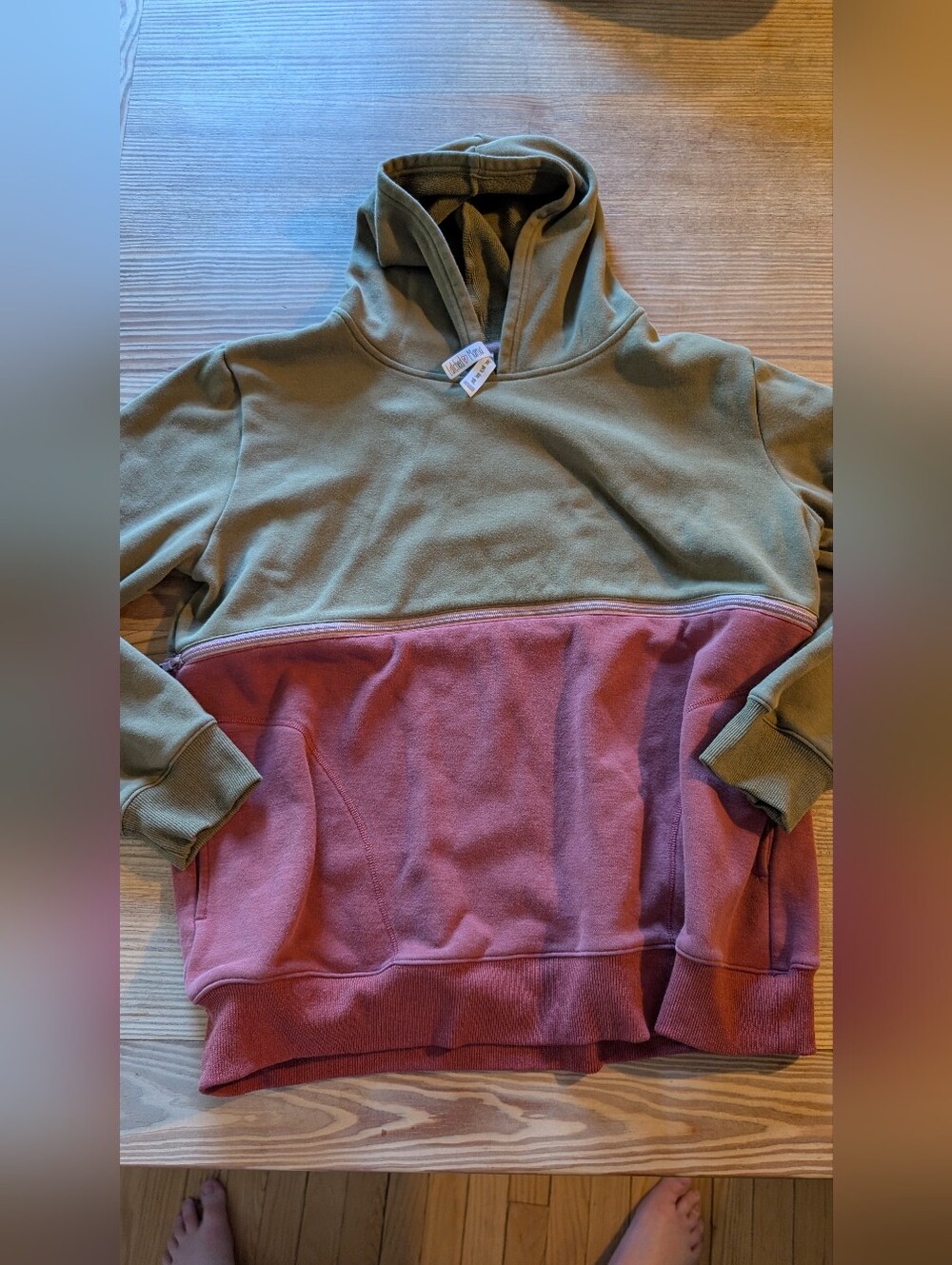 Latched Mama Olive and Mauve Two-Tone Pullover Hoodie
